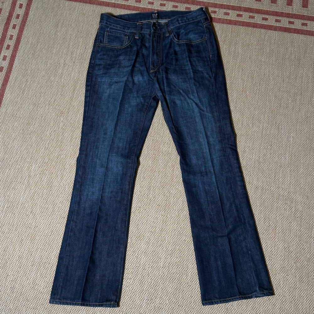 GAP Bootcut Rockaway Jeans Dark Wash Denim Pants Casual 100% Cotton Mens 30x30